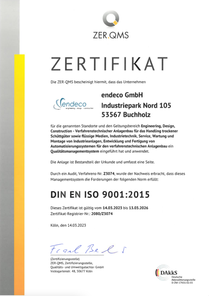 Endeco Group Iso 9001 2023 2026